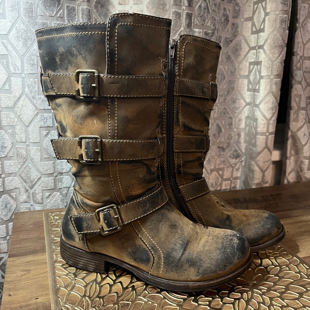Brown Distressed Leather Boots